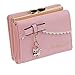 FXTXYMX Womens Faux Leather Cute Cat Bowknot Small Wallet Coin Card Holder (Pink)