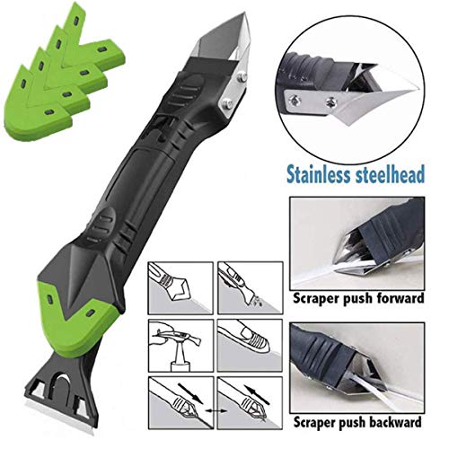 Caulking Tool Kit 2021 NEW Caulk Remover 5 in 1 Silicone Caulking Tools Glass Glue Angle Scraper Kit Sealant Scraper… - Image 3