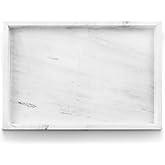 Yew & Tulip Natural Marble Vanity Tray, Nature White Marble with Spots Serving Tray for Bathroom, Kitchen, Vanity, Home Decor, Wedding etc. (12" x 8" x 1.2")