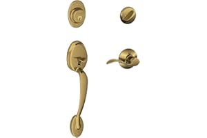 Schlage Plymouth Single Cylinder Handleset and Right Hand Accent Lever, Antique Brass (F60 PLY 609 ACC RH),Antique Brass/Brass