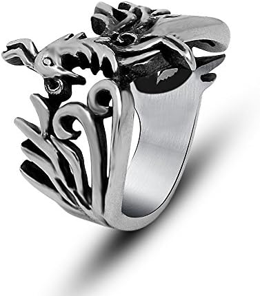 Tide restoring ancient ways Bath fire phoenix Magic ring titanium steel jewelry Spot wholesale price SA506 Siz-8