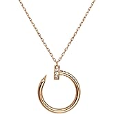 BUENAVO 18K Gold Plated Couple Necklace, Elegant Stud Design, Fashionable Valentine's Day Jewelry Gift, Elegant Gold Nail Necklace For Women Merge