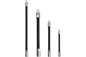 FTIHTRY 4-Piece Flexible Socket Extension Bar Set 1/2" 1/4" 3/8" Shaft Drive 12”10" 8" 6"