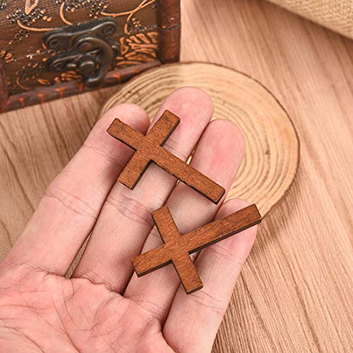 LANBEIDE Bulk 100 Pieces Wood Cross Charms Pendants for Jewelry Making DIY Natural Wood Cross Party Crafts DIY Jewelry Projects