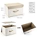 Storage Bins Set,MEE'LIFE Pack of 2 Foldable Storage Box Cube with Lids and Handles Fabric Storage Basket Bin Organizer Collapsible Drawers Containers for Nursery,Closet,Home,Bedroom(Cream Stripes)