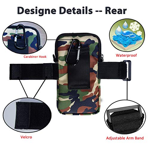 Arm Bag for Men Fashion Camo Waterproof Armband Outdoor Hiking Wrist Bag for Phone&Keys,Lightweight Small Mini Crossbody Bag Workout Zipper,Cell Phone Holder Arm Case for Apple iPhone/Samsung/LG/Sony