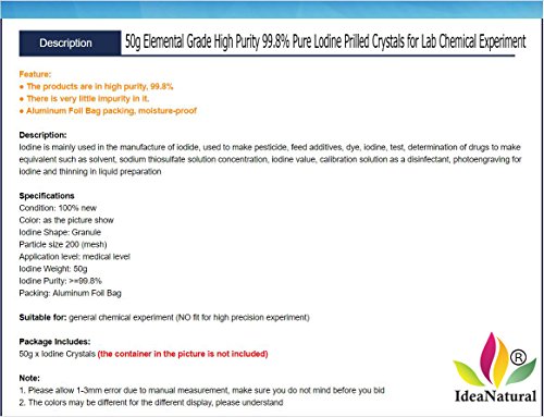 ShopIdea 50g Lemental Grade High Purity Pure Lodine Crystals for Lab Chemicals Experiment by ShopIdea