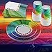 122 Piece Rainbow Party Set Including Banner, Plates, Cups, Napkins and Tablecloth, Serves 30