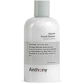 Anthony Glycolic Facial Cleanser for Men, Daily Exfoliating & Hydrating Face Wash, Shave Prep, Non-Foaming, Deep Cleansing, Gentle on Sensitive Skin, Removes Dirt & Oil, Smooths Texture, 8 Fl Oz