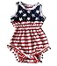 Qin.Orianna 4th of July Toddler Baby Girl American Flag Tassel Romper with Headband, 9 - 12 Months/Medium, Red