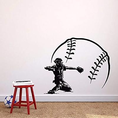 Llzz Wall Sticker Baseball Wall Decal Baseball Catcher Vinyl Wall Stickers Sports Wall Art Stickers Boy Bedroom Decoration Home Wall Art Mural Buy Online At Best Price In Uae Amazon Ae