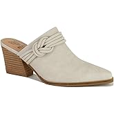Beast Fashion Women's Knotted Mule Western Mule Stacked Block Heels Mules Comfort Pointed Toe Slip on Slides Loafer Shoes