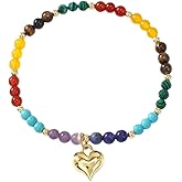 Opalencian Cross Gemstone Beaded Bracelets for Women,Handmade Gold Plated Charm Mixed Natural Stone Beads Bracelet Friendship Fashion Jewelry Gifts