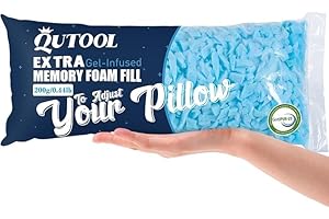 QUTOOL 0.44lb Bean Bag Chair Filler Premium Replacement Shredded Memory Foam Filling for Pillows Foam 1pack-Blue