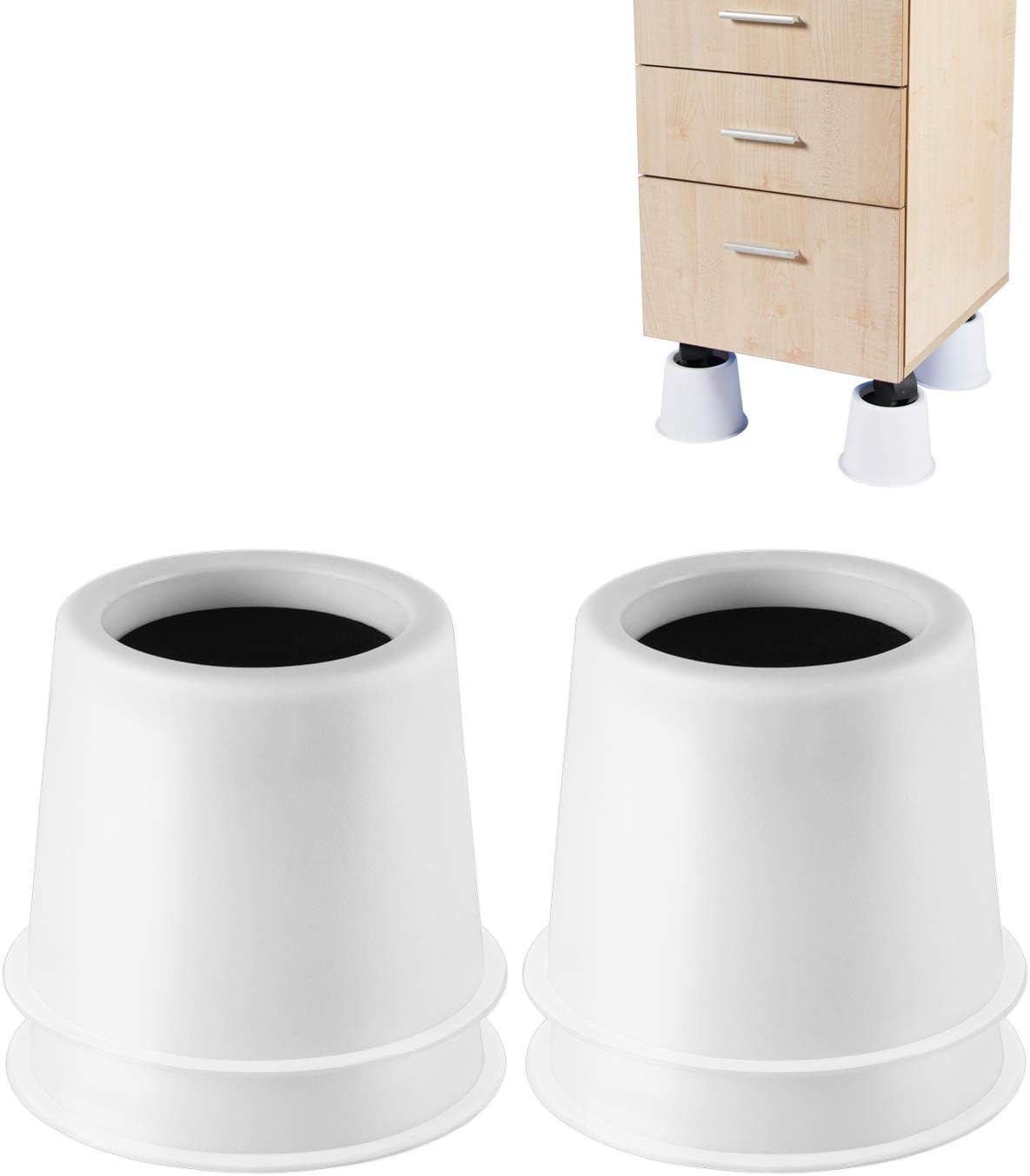 Round Circular Bed Risers Table Risers Furniture Risers Lifts Heavy Duty Set Of 4 Pieces White 3 Inches Amazon Co Uk Kitchen Home