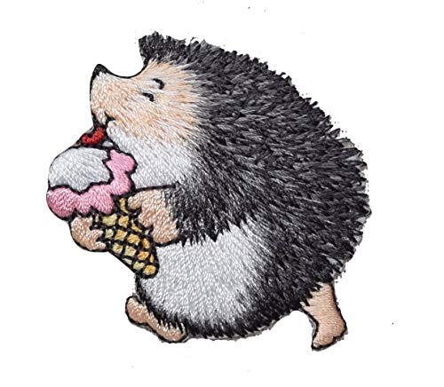 Hedgehog with Ice Cream Iron on Embroidered Patch