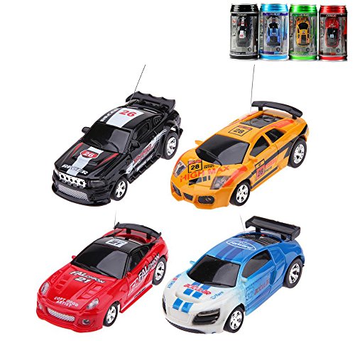 Rumfo Cans Type mini RC Radio Remote Control Micro Racing Car Portable Pocket Toy Car with 4pcs Roadblocks Toys Kids Gift