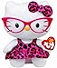 Ty Beanie Baby Hello Kitty Plush -Pink Leopard Nerd with Glasses