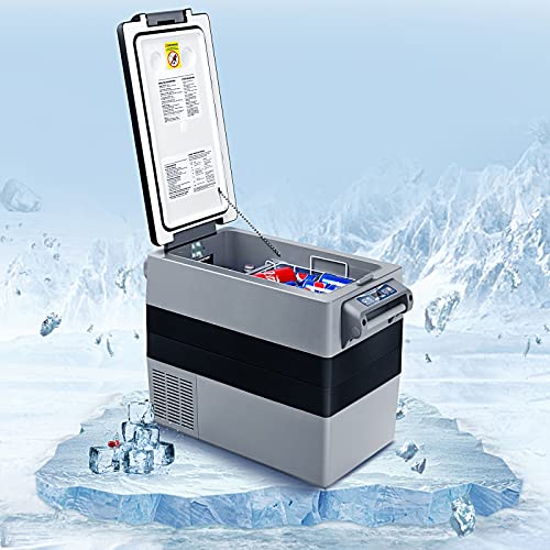 Car Refrigerator COSTWAY With Wheels, 58-Quart Dual-zone Electric