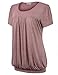 Jazzco Women's Scoop Neck Short Sleeve Pleated Blouse T Shirt