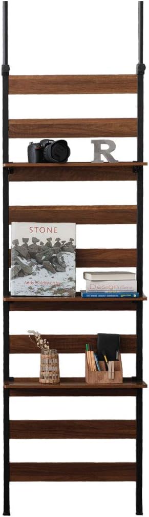 Amazon エムール つっぱり棚 つっぱりラック 収納棚 幅60 ブラック 簡単設置 棚 工具不要 木製 つっぱり ラック シェルフ 収納 パーテーション スリム オープンシェルフ ラック オンライン通販