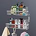 Orimade Shower Caddy with 5 Hooks Organizer for Hanging Razor and Sponge Bathroom Basket Adhesive Shower Shelf Storage Kitchen Rack Wall Mounted No Drilling Rustproof Stainless Steel - 2 Pack