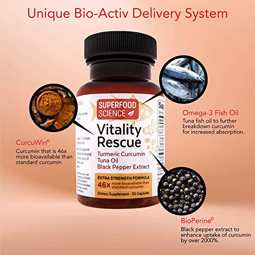 image for Superfood Science Vitality Rescue Turmeric Curcumin with Bioperine Bla
