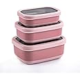 Lille Home Leak Proof Stainless Steel Lunch Snack Containers Set - Ideal for Educational Settings and Daycare - Nesting Trio with Silicone Lids - 47oz+30oz+16oz - Dark Pink