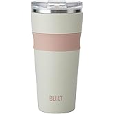 BUILT 24oz Shasta Double Wall Vacuum Insulated Stainless Steel Tumbler with Easy to Clean Flip to Open Lid, Oat