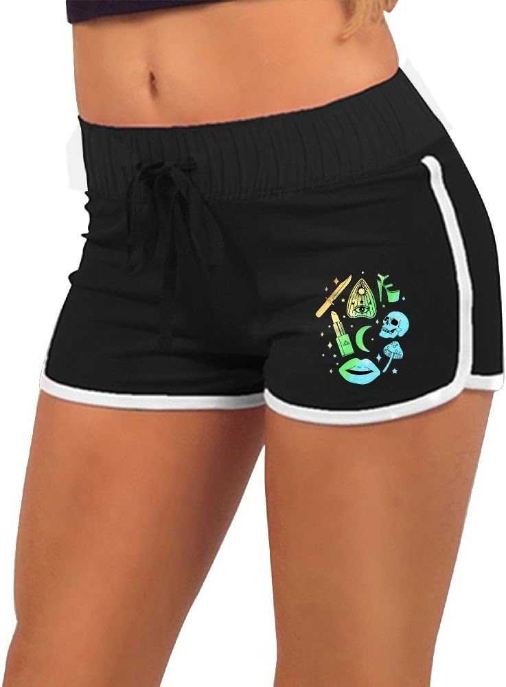 Pastel Goth Kawaii Witch Creepy Cute Graphic Women's Sports Pants Running Short Gym Yoga Dolphin Shorts