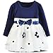 NNJXD Baby Girl Long Sleeve Cotton Kids Casual School Dress for Children Size 18-24 Months Blue