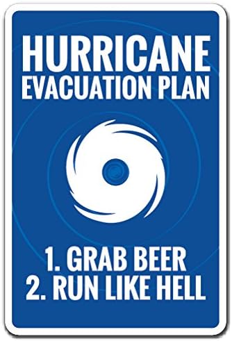 Amazon ノベルティsign 面白いホーム飾りガレージ壁プラスチックギャグギフト L Z 1014 Hurricane Evacuation Plan インテリア オンライン通販