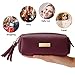 Makeup Bag for Purse, Small Makeup Pouch Cosmetic Bags Clutch Handy Organizer Pencil Case w/Tassel Zipper - 4 Colors for Choice