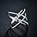 SHINCO Double Cross CZ Paved 18k White Gold Plated Trendy Party Rings Wide Band for Women Girls, Size 8