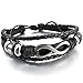INBLUE Men,Women's Alloy Genuine Leather Bracelet Bangle Cuff Silver Tone Black Love Infinity Symbol Surfer Wrap Tribal Adjustable