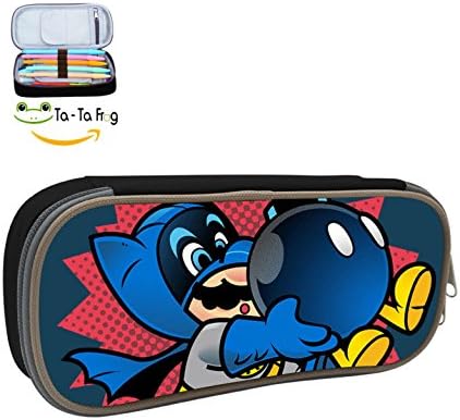 Batman Super Mario Bros pencil case student Unisex Large Capacity skillful manufacture Black