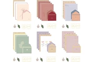 72 Pcs Stationary Writing Paper and Envelopes Set, 24 Sheet Floral Letter Paper 12 Pcs Matching Envelopes Cute Lovely Station
