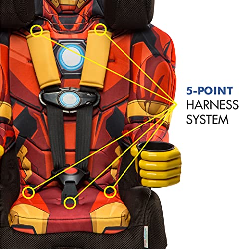 KidsEmbrace Marvel Iron Man 2-in-1 Forward-Facing Car Seat Latch | 5-Point Harness 26.5-65lbs converts to Belt-Positioning Booster 40-100lbs | Adjustable