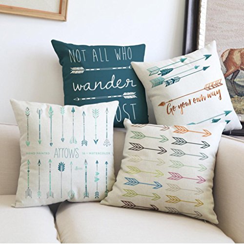 Danhjin Awesome Arrow Printing Linen Sofa Bed Home Decoration waist Pillow Case Cushion Cover,45cm45cm/18"18 (A)