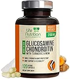 Glucosamine with Chondroitin Turmeric MSM, Triple Strength 2100mg, for Hip, Knee, Joint & Back Comfort - Made in USA - Joint Supplement with Boswellia & Bromelain. Non GMO - 120 Capsules