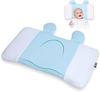 Amazon ベビー枕 ベビーまくら 子供枕 大きい 赤ちゃん まくら 絶壁 寝返り防止 絶壁頭 斜頭 変形 寝姿を矯正 頭の形が良くなる 夜泣き 寝ハゲ対策 男女兼用 低反発 綿100 無添加 通気まくら 0月 3歳の新生児対応45cm 25cm 3cm ブルー ベビー枕 ベビー