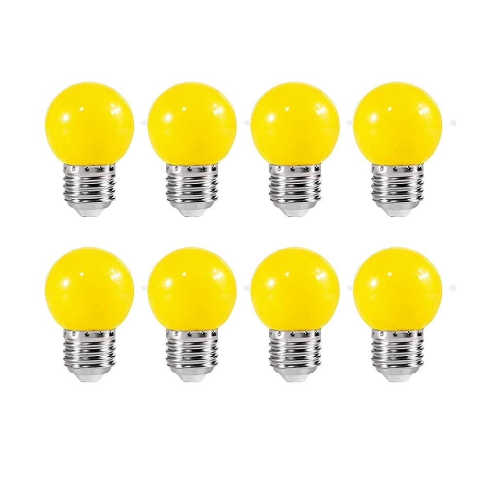 ZFQ 8 Pack E27 Bayonet Colored LED Light Bulbs 2W G45 Golf Ball Mini Globe Bulb Lighting Bulbs,Yellow for Outdoor Indoor String Patio Garden Party Christmas, Tree, Fairy Party Night Lights