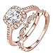TIVANI-CITY Women's 2PCS Pretty 18K Gold Plated Princess Cut CZ Bridal Engagement Wedding Ring Set Best Anniversary Eternity Love Promise Rings for Her Heart&Arrow Jewelry Rings