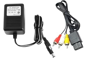 RUITROLIKER Power Supply AC Charger Power Adapter With AV Cable RCA TV Cord for SNES NES GENESIS Console