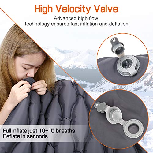 Exqline Inflatable Sleeping Pad, Ultra-Compact Camping Sleeping Pad Ultralight Sleeping Mat for Backpacking Hiking Camping Traveling - Thumbnail 4