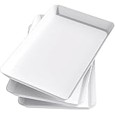Lifewit Reusable Plastic Serving Tray, 15" x 10" White Platters for Party, Large Tray Dishes for Serving Food, Buffet, Snacks, Fruit, Rectangle, Thanksgiving Christmas Essentials, 3 Sets, BPA Free