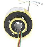 Taidacent Through Bore Electrical Slip Ring Rotate Conductive Energization Collector Ring Brushes Hollow Shaft Slip Ring (6 Wire Inner Hole 25.4mm X OD 86mm)