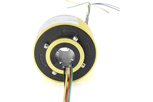 Taidacent Through Bore Electrical Slip Ring - Rotate Conductive Energization Collector With Brushes - Hollow Shaft (6 Wire, Inner Hole 20mm X OD 42mm)