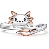 CCWPXX Sterling Silver Axolotl Ring for Daughter - Cute Animal Rings Perfect Jewelry Gift for Women, and Nature Lovers