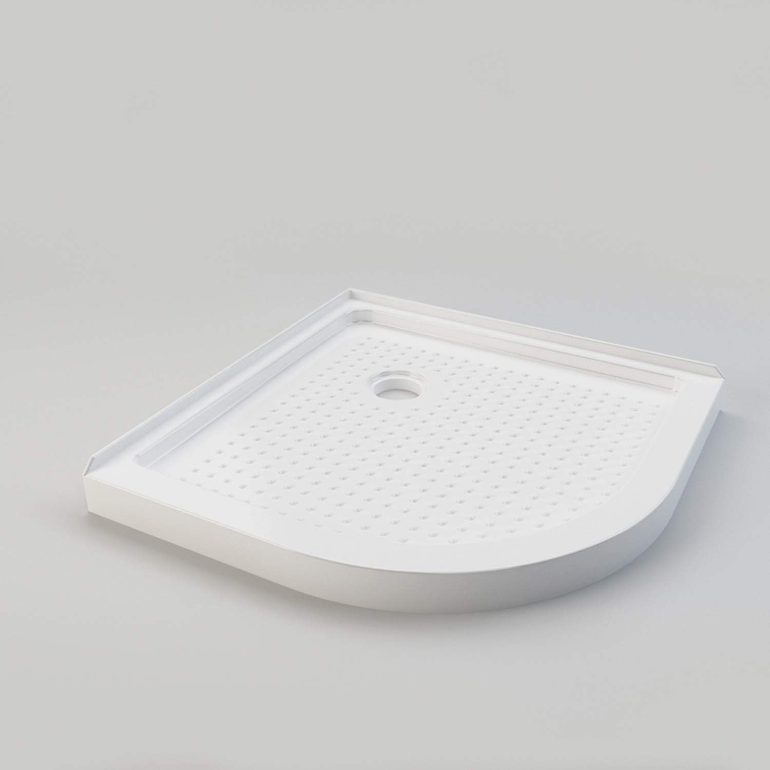 ELEGANT Round Shower Pan with Stainless Steel Drain, 38in. x 38in. x 3